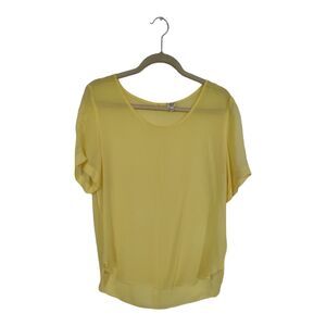 Wilfred Aritzia Silk Tunic Sheer Blouse High low Top Size M Button Closure